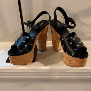 Michael Kors Studded Black Leather Platform Sandals like new. size 8